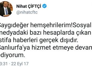 Şanlıurfa Büyükşehir Belediye Başkanının istifa ettiği iddiası sosyal medyayı salladı