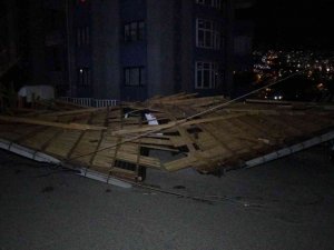 Trabzon’da şiddetli fırtına ağaçları yerinden söktü, çatıları uçurdu