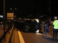TEM’de kontrolden çıkan araç bariyerlere çarptı: 1 yaralı