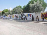 Gençlerin çizdiği grafitilerin üstü kapatıldı