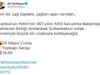 Vali Yerlikaya’dan İstanbul’un Fethi’nin 567. yılına ilişkin paylaşım