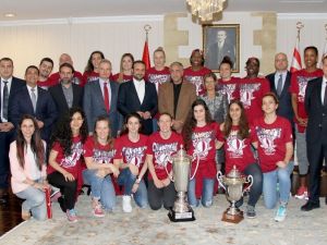 Eurocup Şampiyonu Yakın Doğu Üniversitesi, Cumhurbaşkanı Mustafa Akıncı tarafından kabul edildi