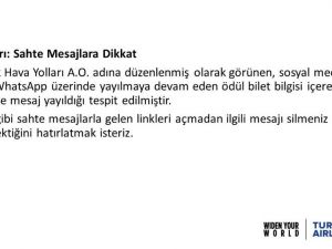 THY’den ’sahte ödül bilet’ uyarısı
