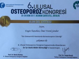 Doç. Dr. Taştaban’a birincilik ödülü