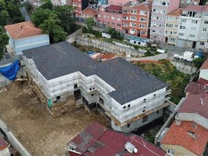 Küllerinden doğan Kasımpaşa Mevlevihane’de son durum havadan görüntülendi