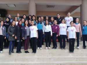 Lise öğrencilerinden kansere karşı ’pembe kurdele’