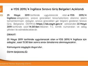 Yabancı Dil Bilgisi Seviye Tespit Sınavı’na giriş belgeleri yayınlandı