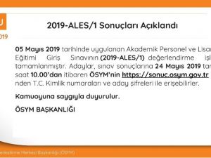 ALES sonuçları açıklandı