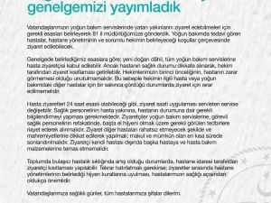 Yoğun bakımdaki hastalar ziyaret edilebilecek