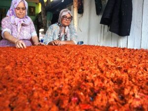 Sarıgöllü kadınlar evlerde tarhana yapımına başladı