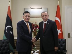 Cumhurbaşkanı Erdoğan, Libya Başkanlık Konseyi Başkanı es-Serrac ile görüştü