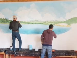 Asırlık mesire alanı ve gölet, şifalı hamamın duvarına yağlı boya ile resimleniyor