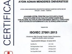 ADÜ bilgi güvenliği konusundaki yetkinliğini belgelendirdi