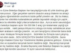 Ezine ve Bayramiç belediye başkanları sosyal medyada birbirine girdi