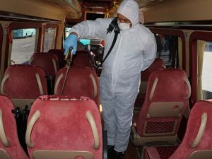 Manisa’daki toplu taşıma araçları dezenfekte ediliyor