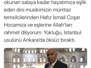 Bakan Gül: "Hafız İsmail Coşar hocamıza ve eşlerine Allah’tan rahmet diliyorum"
