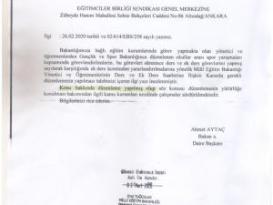 Eğitim Bir-Sen’den okullar arası spor yarışmalarında görevli öğretmenlerle ilgili açıklama