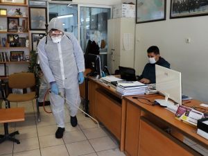 Muğla’daki gazete büroları dezenfekte edildi
