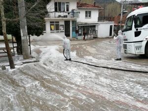 Karantinaya alınan Yeşildere köyüne dezenfekte desteği