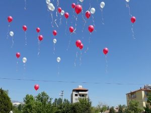 Balonlar çocuklar için gökyüzüne bırakıldı