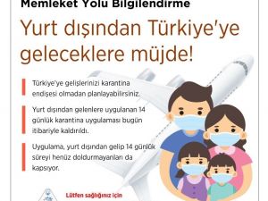 YTB Başkanı Eren: “Yurt dışından gelen vatandaşlar için 14 gün evde gözetim uygulaması kalktı”