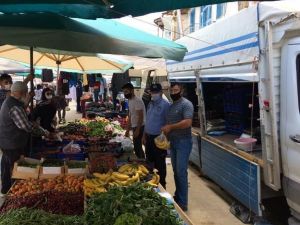 Dumlupınar pazarında korona virüs tedbirleri