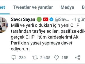 Sayan’dan CHP’lilere çağrı