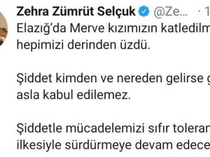 Bakan Zehra Zümrüt Selçuk:"Şiddet kimden ve nereden gelirse gelsin asla kabul edilemez"