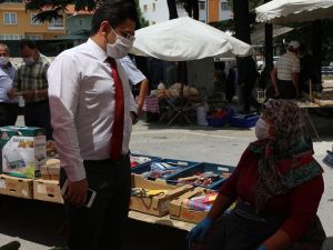 Şaphane pazarında korona virüs tedbirleri