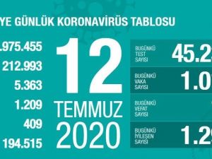 Son 24 saatte bin 12 kişiye korona virüs tanısı konuldu
