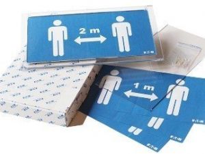 Sosyal mesafe ve bina güvenliği kurallarına uyulmasına yardımcı olan piktogramlar