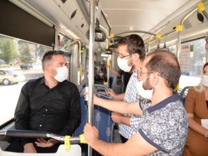 Başkan Çetin otobüsle seyahat eden vatandaşları korona virüse karşı uyardı