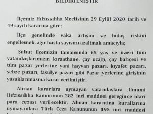 Şuhut’ta 65 yaş ve üstü vatandaşlara kısmi yasak  getirildi