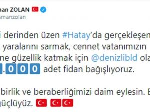 Başkan Zolan’dan Hatay’a 10 bin nefes