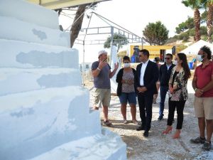 Mermer bloklar antik kentte yeniden hayat buluyor