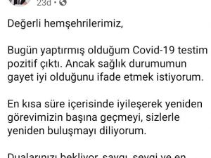 Uşak Belediye Başkanı Mehmet Çakın’ın korona testi pozitif çıktı