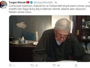 Başkan Altınok’tan Mimar Buluç için başsağlığı mesajı