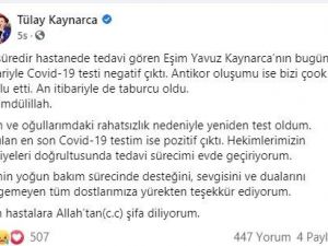 Milletvekili Tülay Kaynarca, korona virüs testinin pozitif çıktığını açıkladı