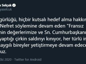 Bakan Selçuk: “İfade özgürlüğü, hiçbir kutsalı hedef alma hakkını vermez”