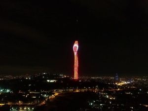 Çamlıca Kulesi’ndeki ‘Cumhuriyet’ temalı ışık şöleni havadan görüntülendi