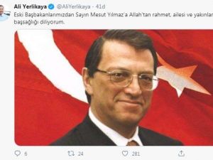İstanbul Valisi Ali Yerlikaya: ”Mesut Yılmaz’a Allah’tan rahmet, ailesi başsağlığı diliyorum”