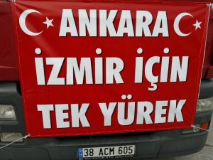 Başkentte yardım tırları İzmir için yola çıktı