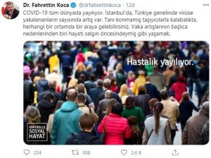 Bakan Koca’dan tanı konmamış korona virüs taşıyıcılarına karşı uyarı