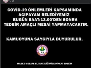 Acıpayam belediye binası korona virüs tedbirleri kapsamında kapatıldı