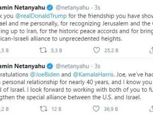 İsrail Başbakanı Netanyahu’dan ABD’nin yeni Başkanı Biden’a tebrik