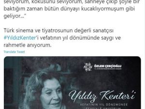 Başkan Çerçioğlu, Yıldız Kenter’i andı