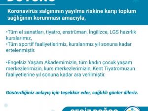 Merkezefendi Belediyesi yıl sonuna kadar bütün faaliyetlere ara verdi