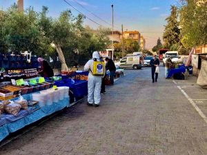 Didim’de pazaryerleri dezenfekte ediliyor