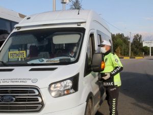 Fethiye’de toplu taşıma araçlarına Korona virüs denetimi