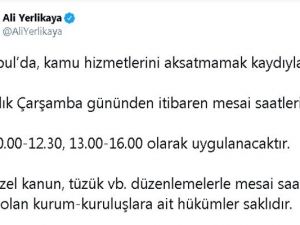 İstanbul Valisi Ali Yerlikaya’dan mesai saatlerine ilişkin açıklama